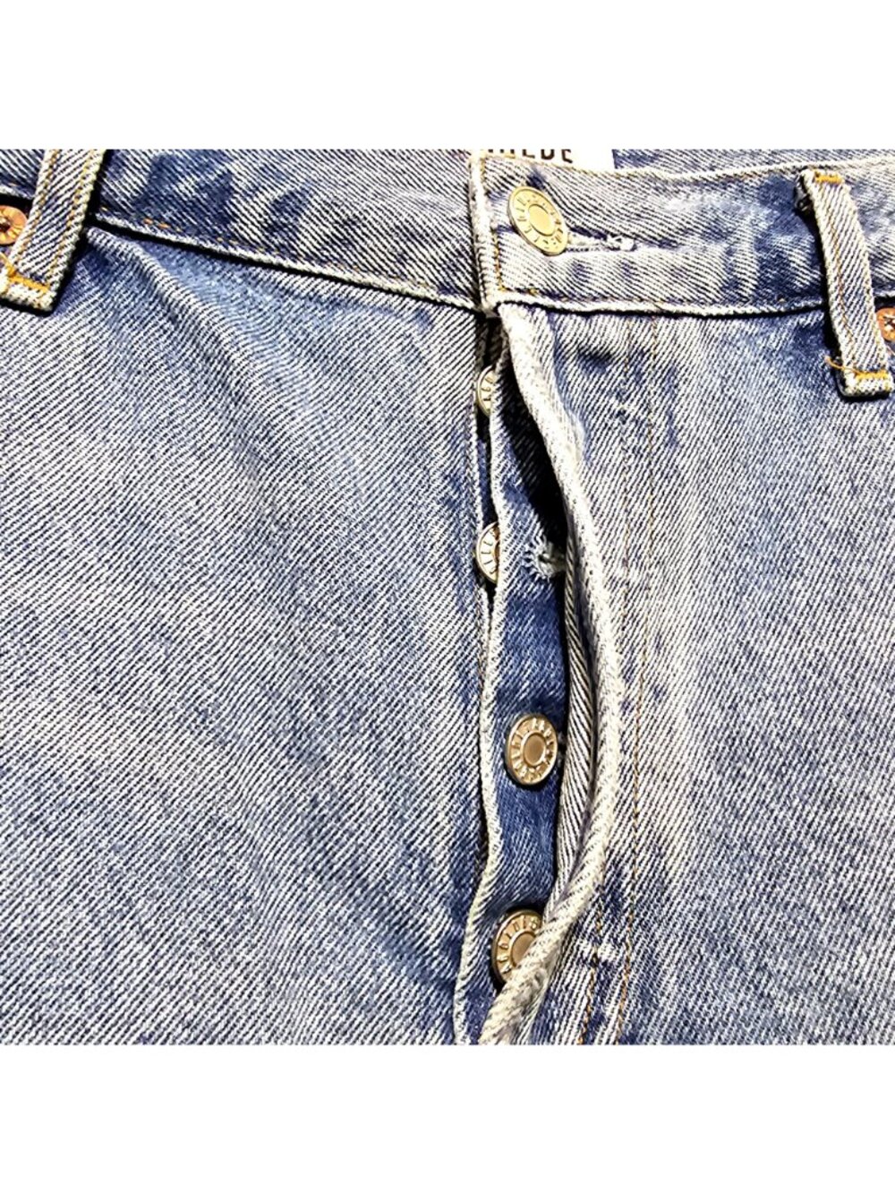 Agolde Women's Distressed High-Waist Denim Shorts With Frayed Hem Button Fly And - Picture 4 of 15